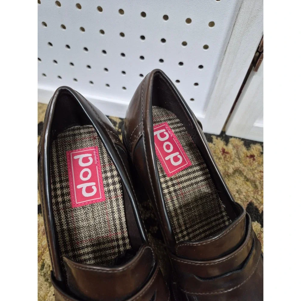 Pop Wilder Y2K Platform Penny Loafers Chunky Block Heel Dark Academia Size 9.5